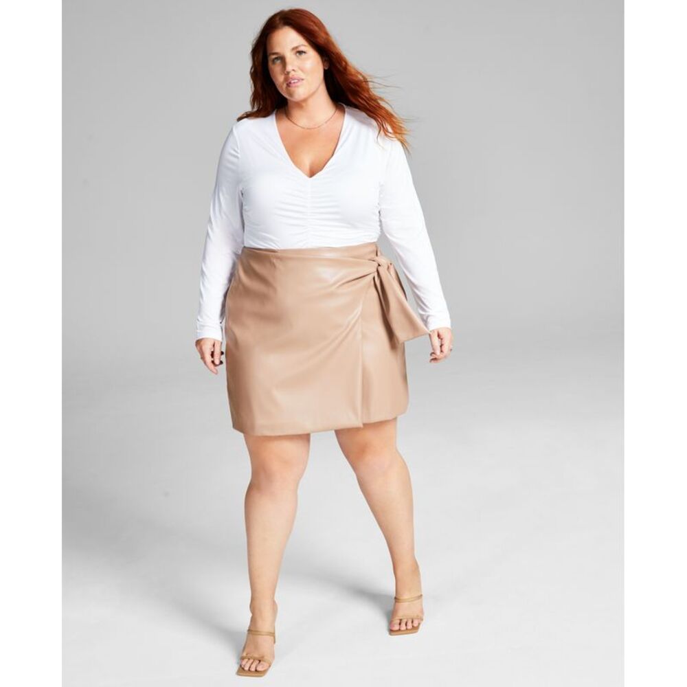 Now This Trendy Plus Size Faux Leather Skirt